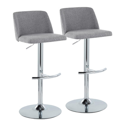Toriano - Contemporary Adjustable Barstool With Swivel &amp; Rounded T Footrest (Set of 2)