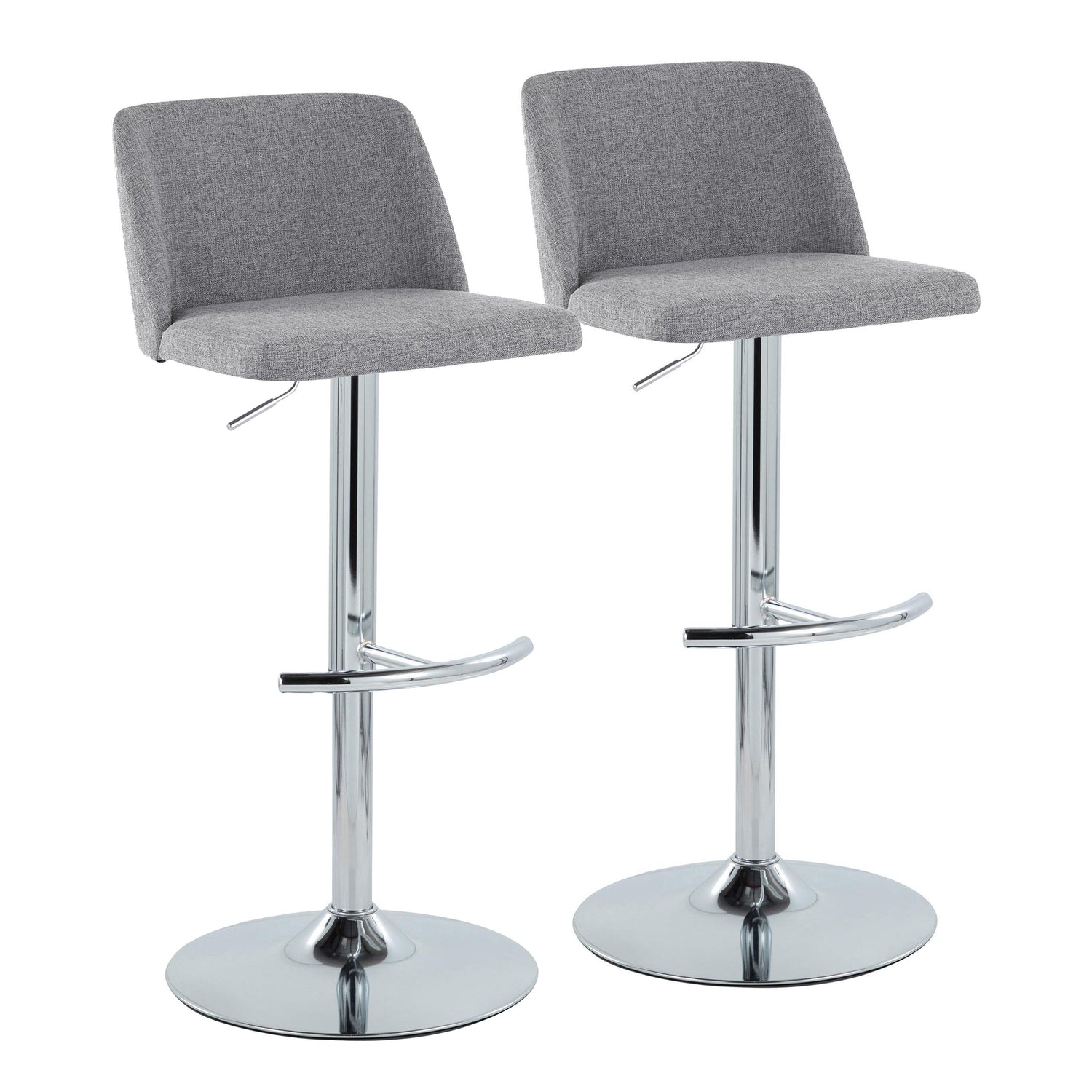 Toriano - Contemporary Adjustable Barstool With Swivel &amp; Rounded T Footrest (Set of 2)