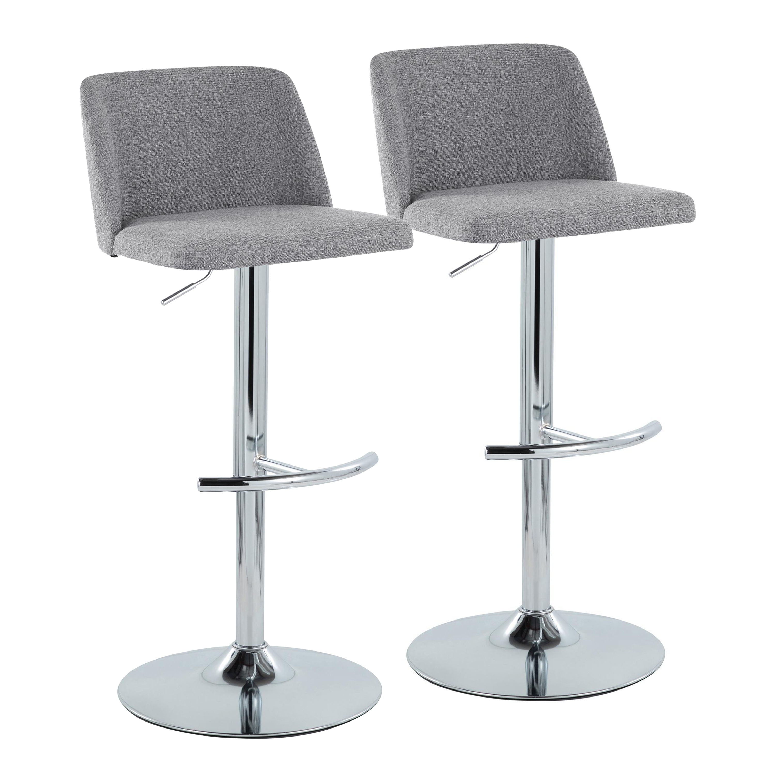 Toriano - Contemporary Adjustable Barstool With Swivel &amp; Rounded T Footrest (Set of 2)