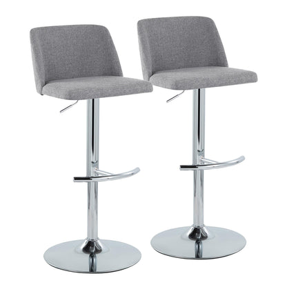 Toriano - Contemporary Adjustable Barstool With Swivel &amp; Rounded T Footrest (Set of 2)