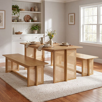 Dining Set, 1 Table &amp; 2 Benches