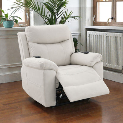 Chriki - Power Motion Recliner &amp; Lift Heating Massage Chair - Beige