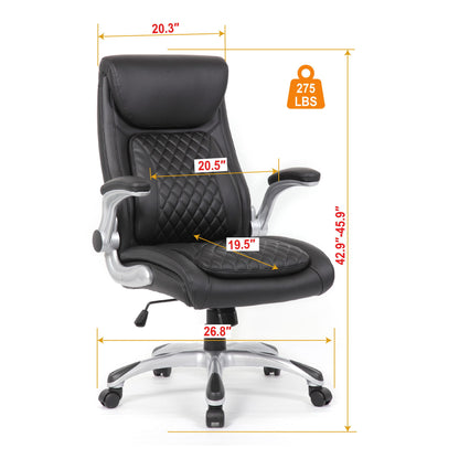 High Back Ergonomic Executive Office Chair, Adjustable Height And Lumbar Support For Home &amp; Office - Black