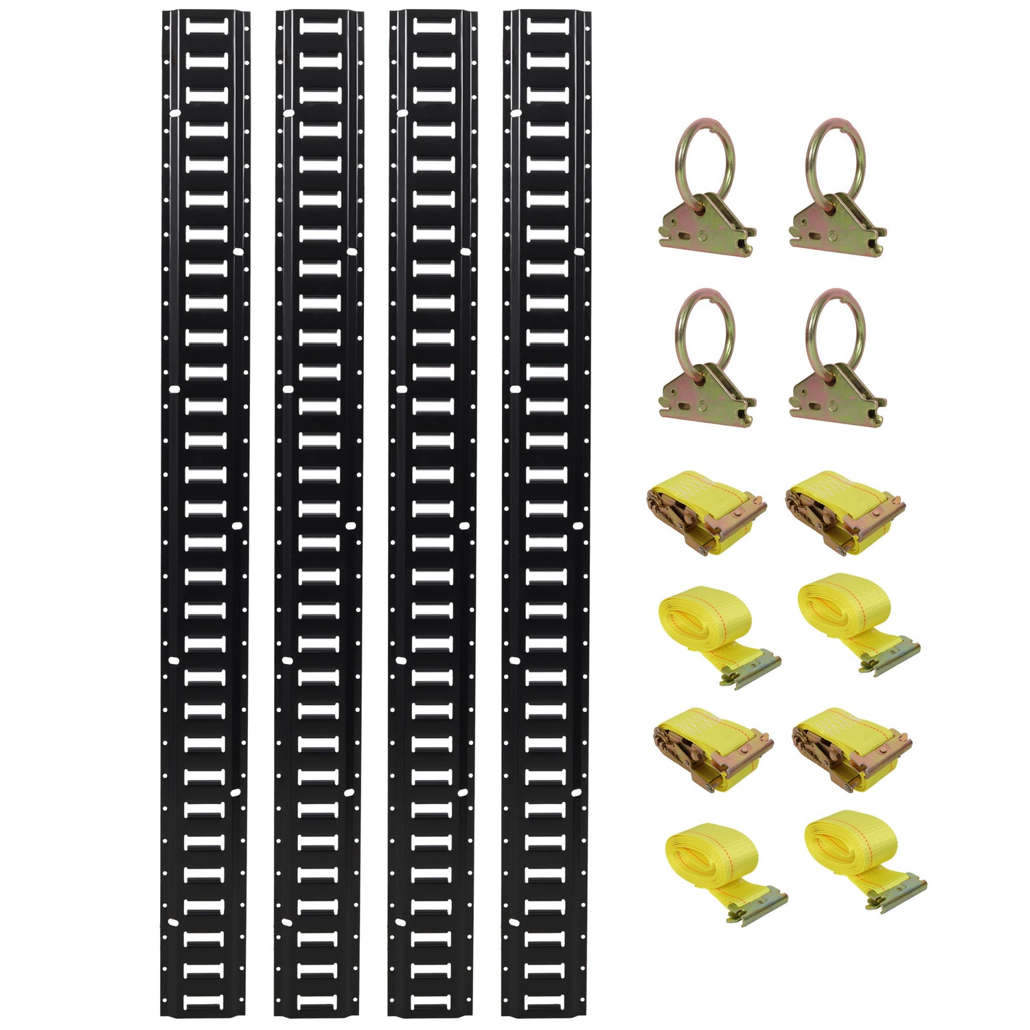 12 Pieces E Track Tie-Down Rail Kit For Trucks, Vans, Garages - Black
