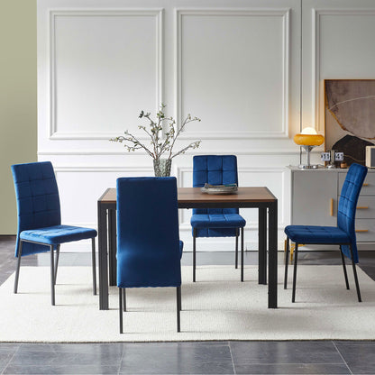 5 Piece Dining Set Including Velvet High Back Nordic Dining Chair &amp; Creative Design Dining Table