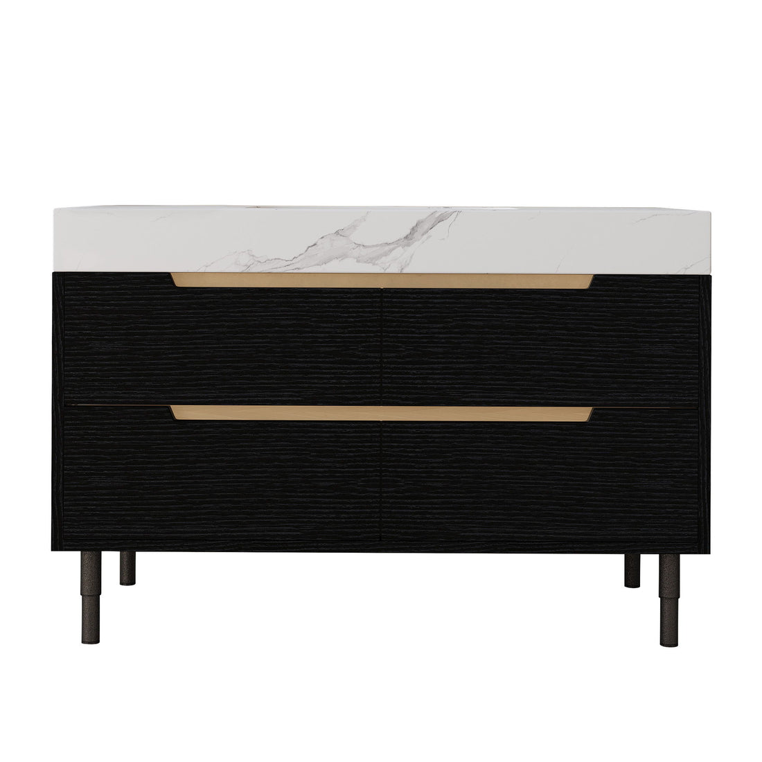 Bathroom Vanity With Undermount Sink, 4 Drawers Storage, Free Standing / Wall Mounted - Black / White