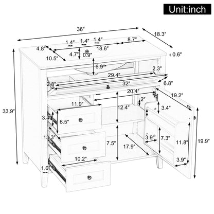 Bathroom Vanity With Sink, 3 Drawers &amp; Cabinet With Adjustable Shelves