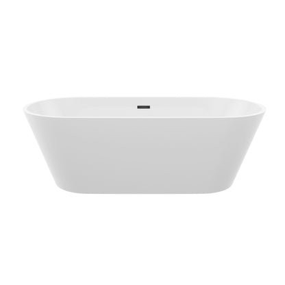 Gloss Freestanding Bathtub With Overflow &amp; Pop Up Drain, Stand Alone Soaking Tub