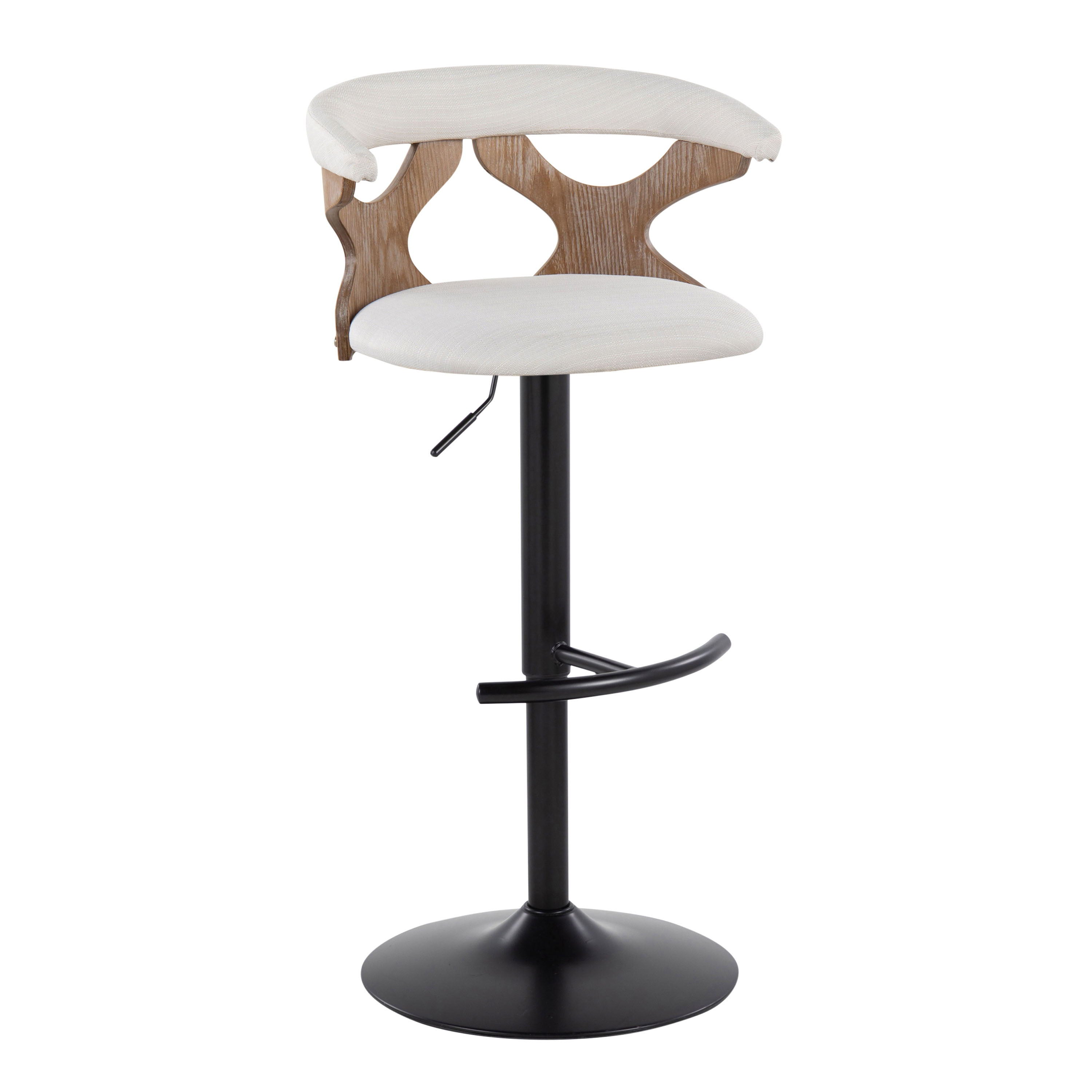 Gardenia - Contemporary Adjustable Barstool &amp; Swivel With Rounded T Footrest (Set of 2)