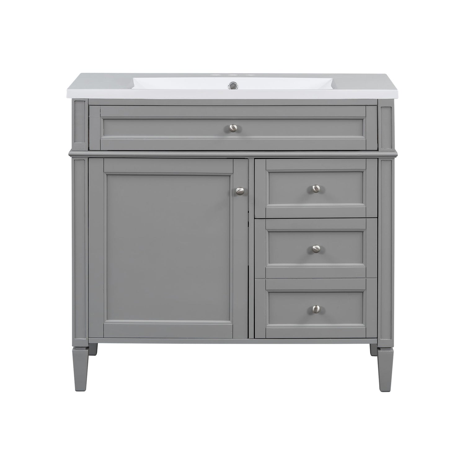 Bathroom Vanity &amp; Top Sink, Modern Bathroom Storage Cabinet With 2 Drawers And A Tip-Out Drawer
