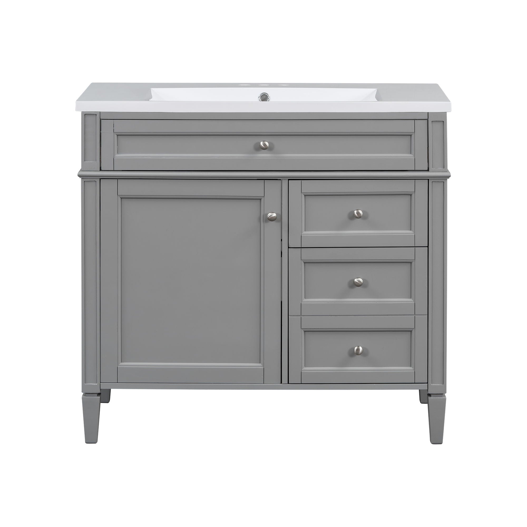 Bathroom Vanity &amp; Top Sink, Modern Bathroom Storage Cabinet With 2 Drawers And A Tip-Out Drawer