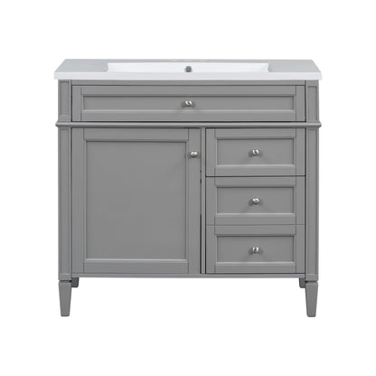 Bathroom Vanity &amp; Top Sink, Modern Bathroom Storage Cabinet With 2 Drawers And A Tip-Out Drawer