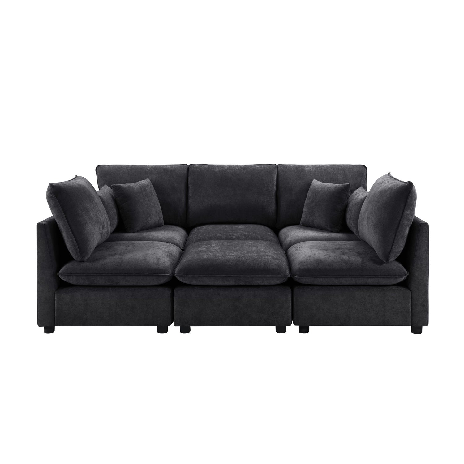 Modern Sectional Sofa U-Shaped With Movable Ottoman Storage Armrests And USB Ports