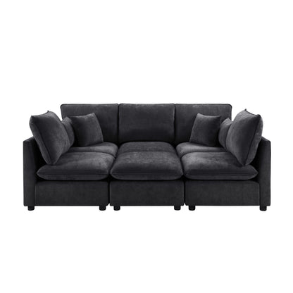 Modern Sectional Sofa U-Shaped With Movable Ottoman Storage Armrests And USB Ports