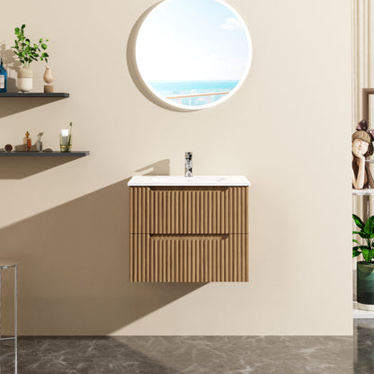 24&quot; Wall Mount Bathroom Vanity Cabinet Floating (Cabinet Only) - Walnut