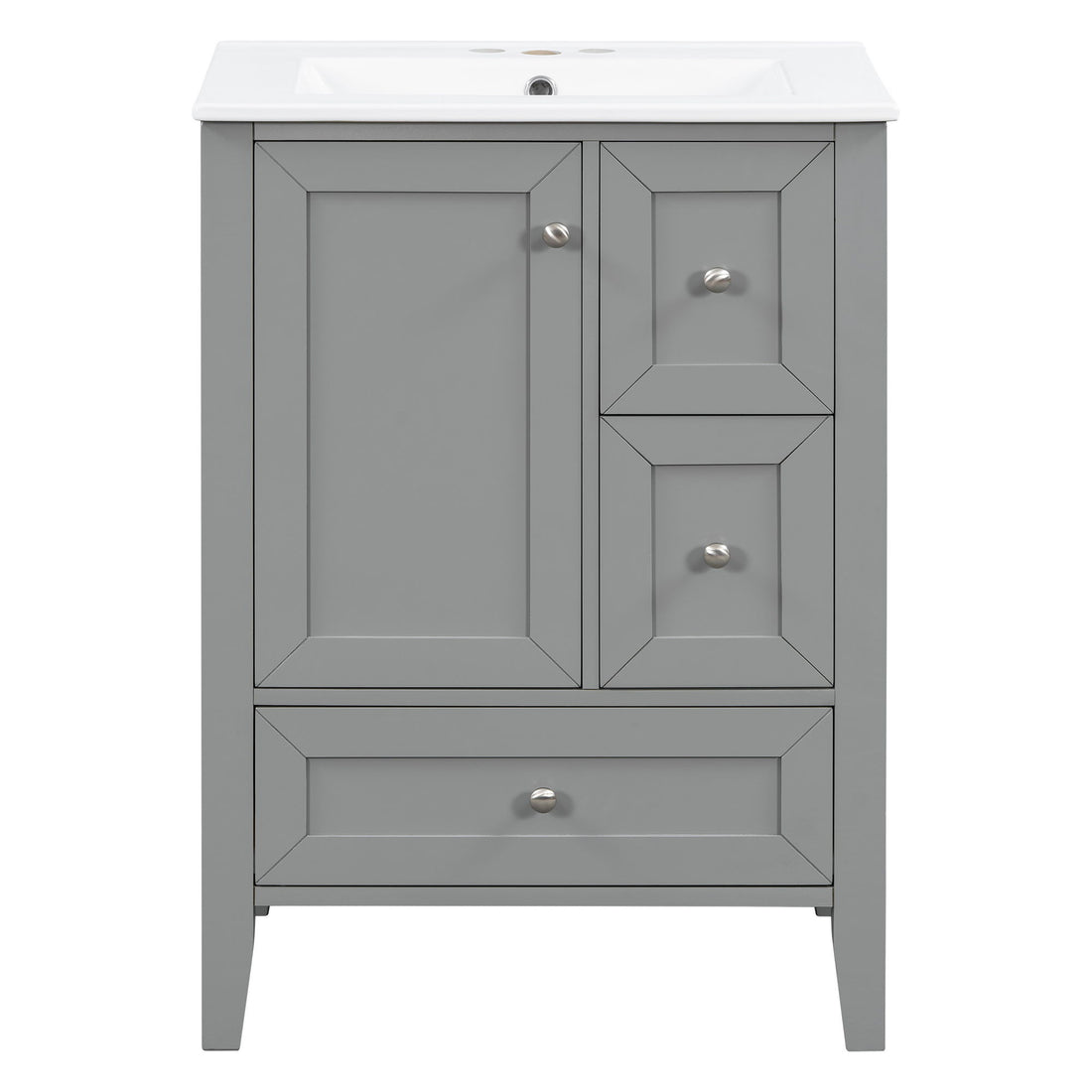 Modern Bathroom Vanity With Sink, Freestanding Cabinet With Drawers And Shelves