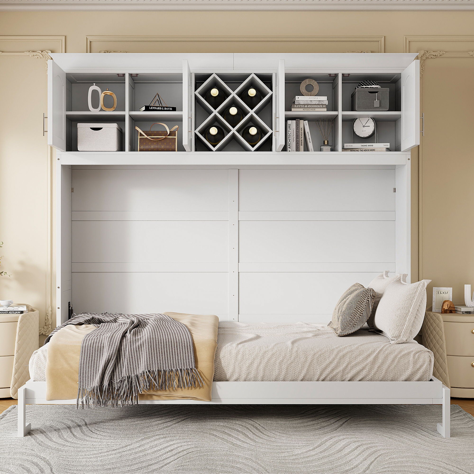 Murphy Wall Bed With Top Cabinets &amp; Wine Rack
