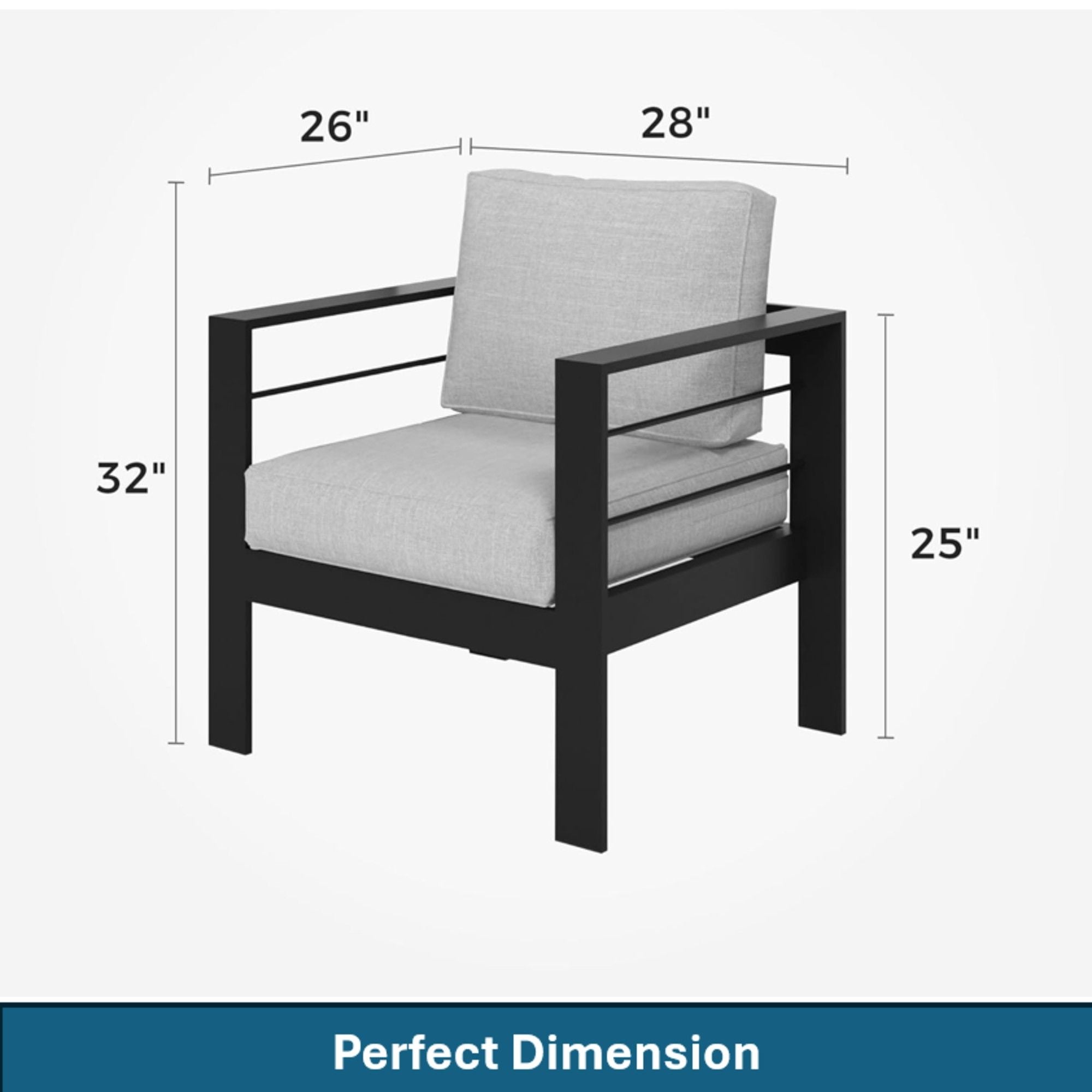 Modern All-Weather Patio Armchairs &amp; Thick Cushions (Set of 2)