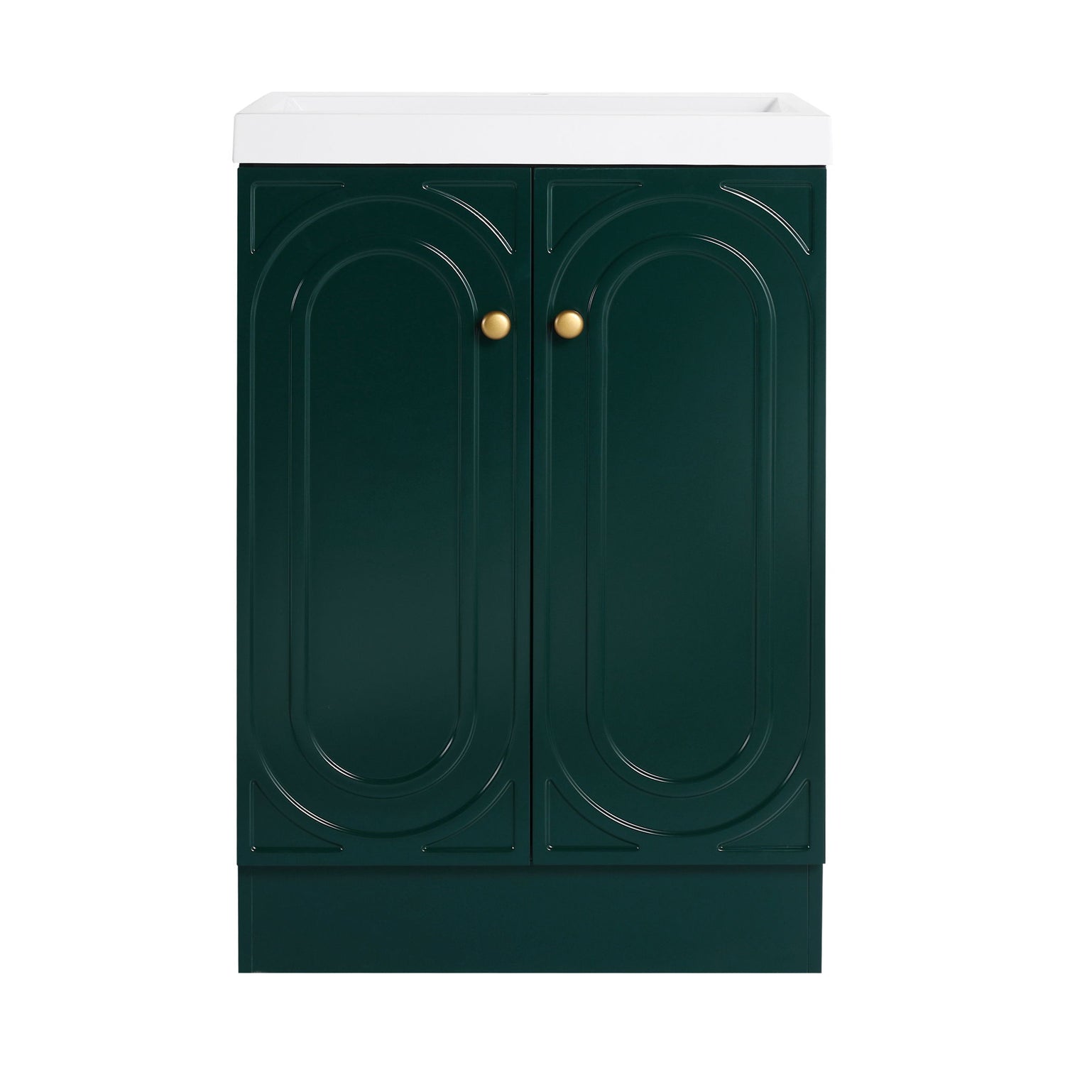 Contemporary Freestanding Bathroom Vanity With Resin Sink &amp; Soft-Close Cabinet Doors