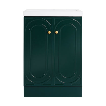 Contemporary Freestanding Bathroom Vanity With Resin Sink &amp; Soft-Close Cabinet Doors