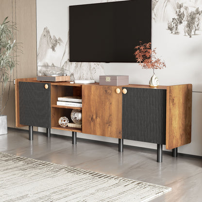 Mid Century TV Stand &amp; 3 Cabinets, Media Console Table For Tvs Up To 70&