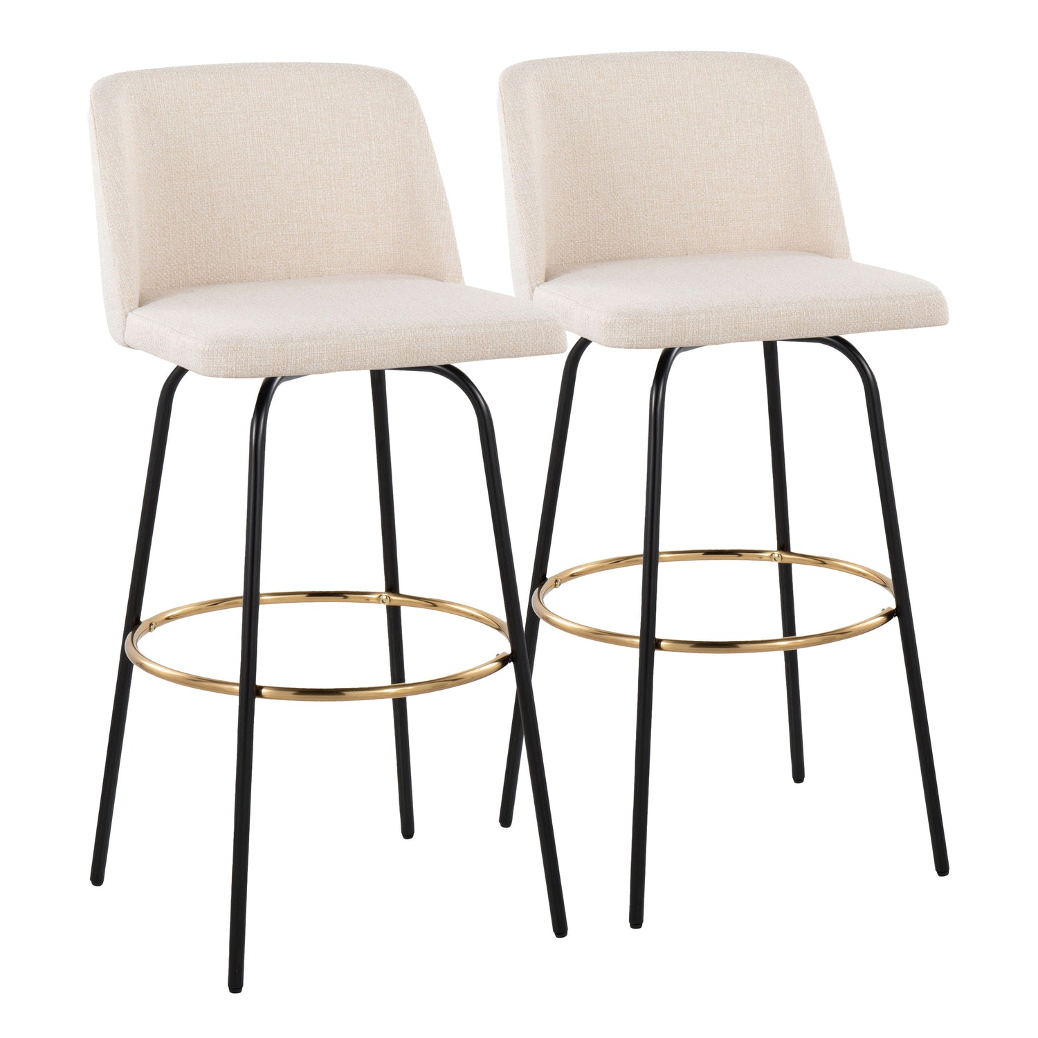 Toriano - Contemporary Fixed Height, Barstool With Swivel &amp; Round Footrest (Set of 2)