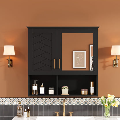 2 In 1 Wall-Mounted Mirror Cabinet With Adjustable Shelves, Soft-Close Doors, High-Definition Mirror &amp; Storage