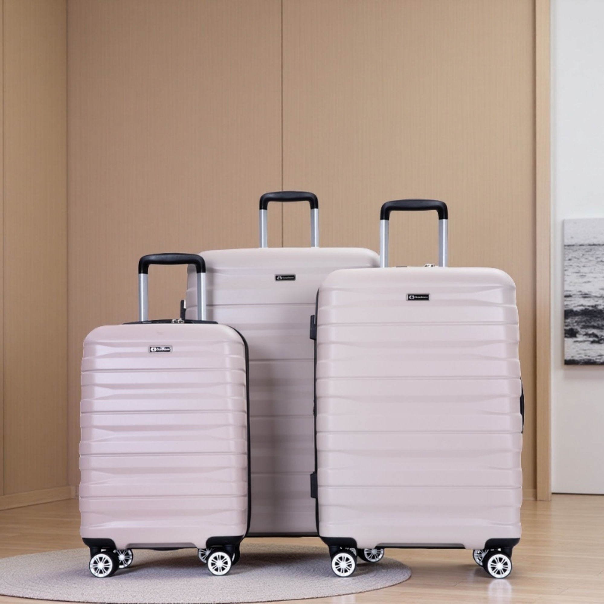 3 Piece Luggage Sets Lightweight &amp; Durable Expandable Suitcase With Two Hooks