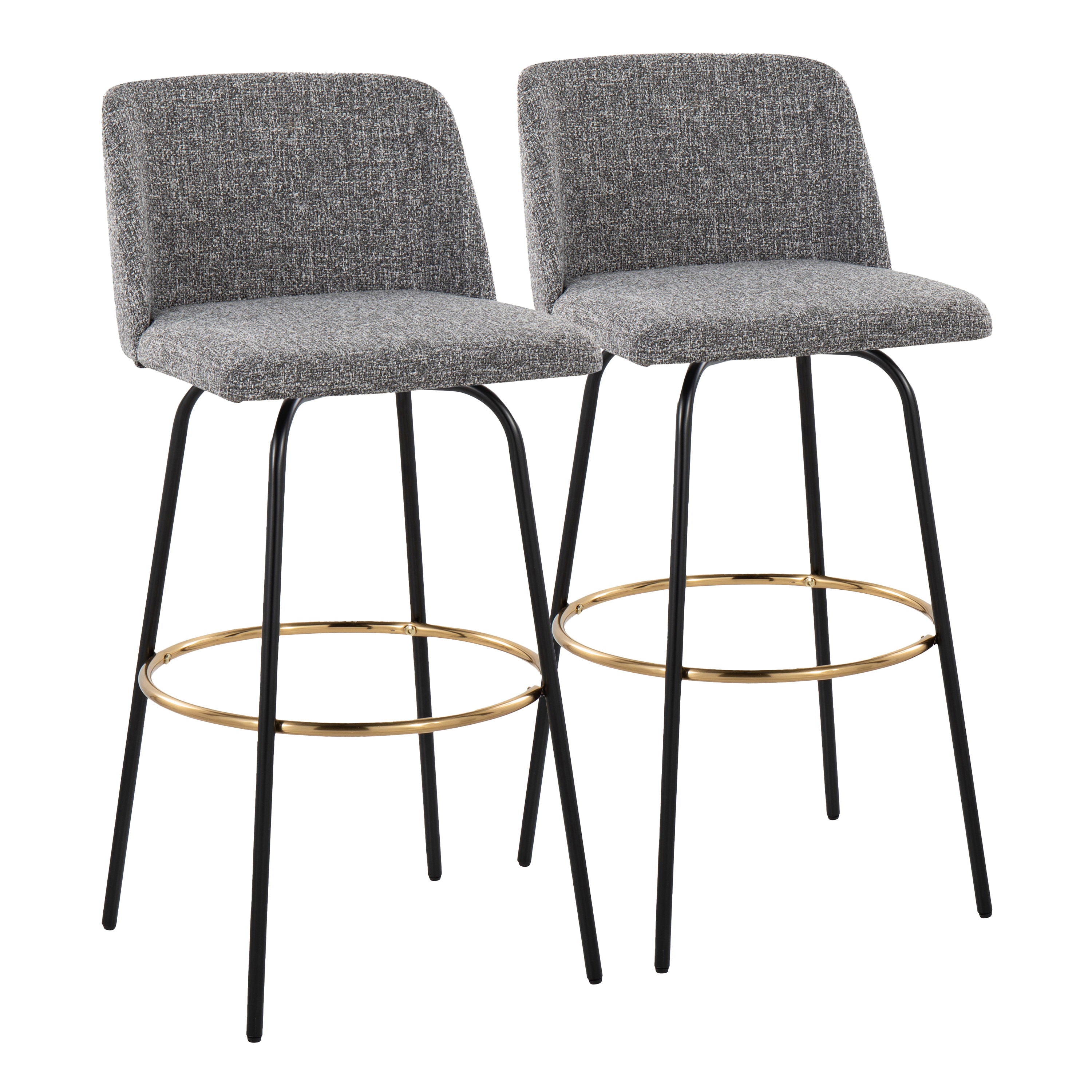 Toriano - Contemporary Fixed Height, Barstool With Swivel &amp; Round Footrest (Set of 2)