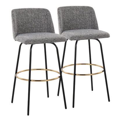 Toriano - Contemporary Fixed Height, Barstool With Swivel &amp; Round Footrest (Set of 2)