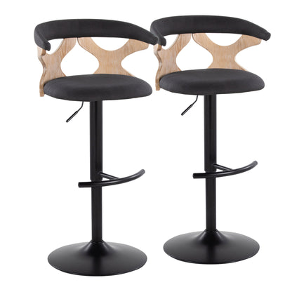 Gardenia - Contemporary Adjustable Barstool &amp; Swivel With Rounded T Footrest (Set of 2)