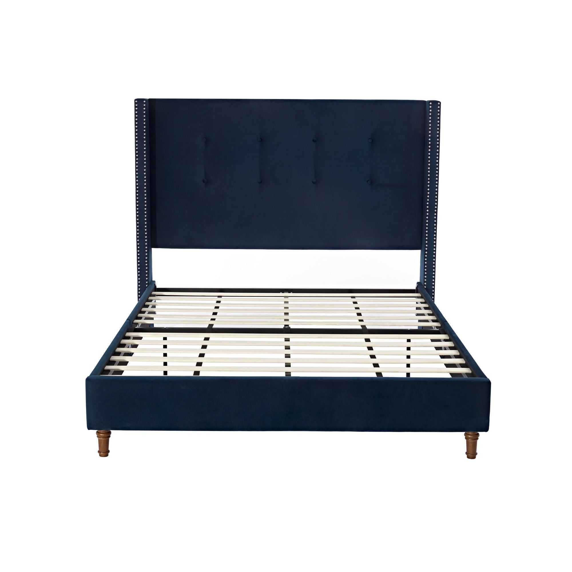 Peyton - Upholstered Bed With 54&quot; High Headboard, Traditional Hand Buttoned Tufting