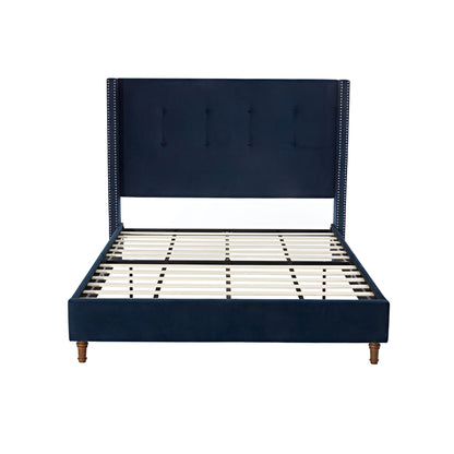 Peyton - Upholstered Bed With 54&quot; High Headboard, Traditional Hand Buttoned Tufting