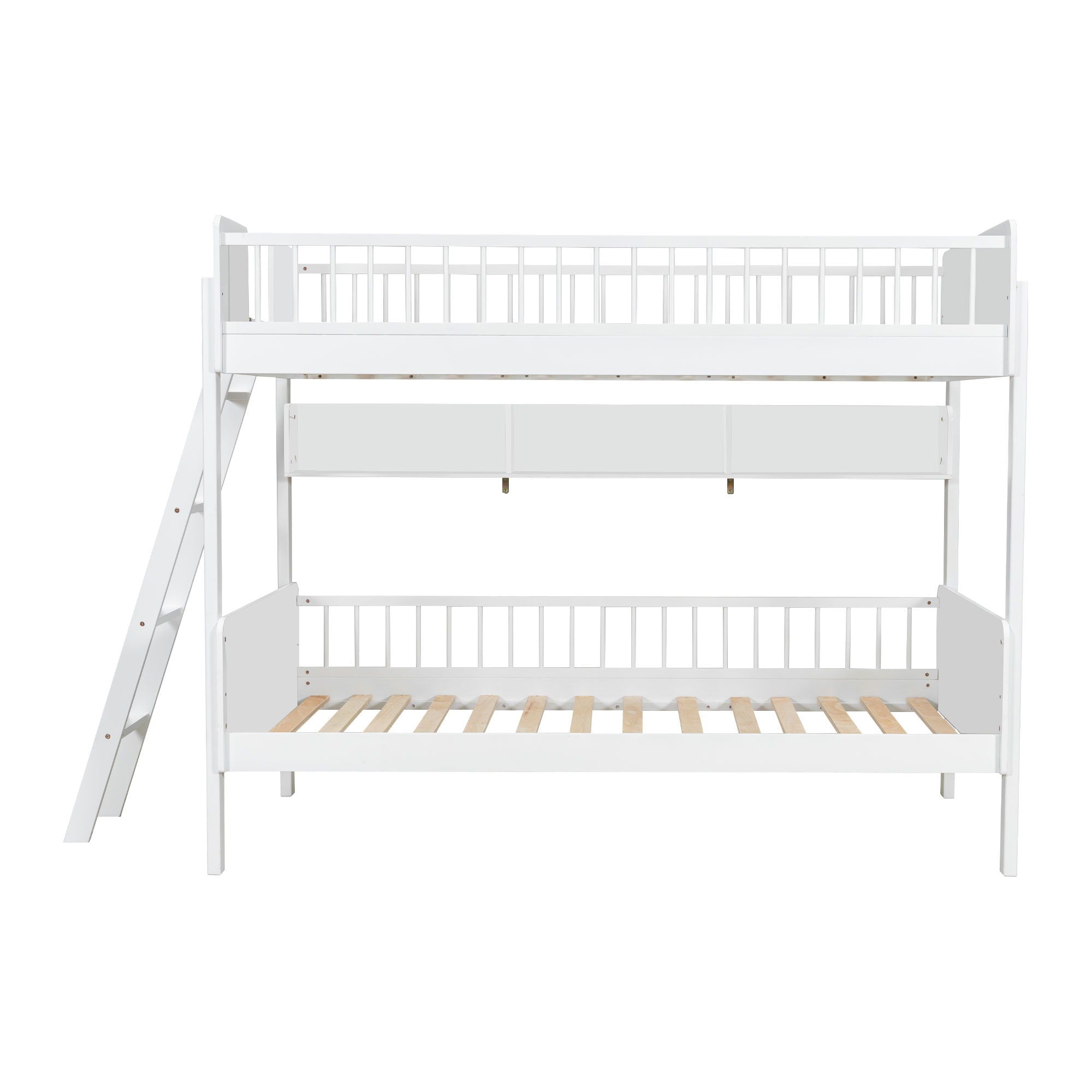 Bunk Bed With 3 Storage Shelves, Adjustable Ladder Left Or Right