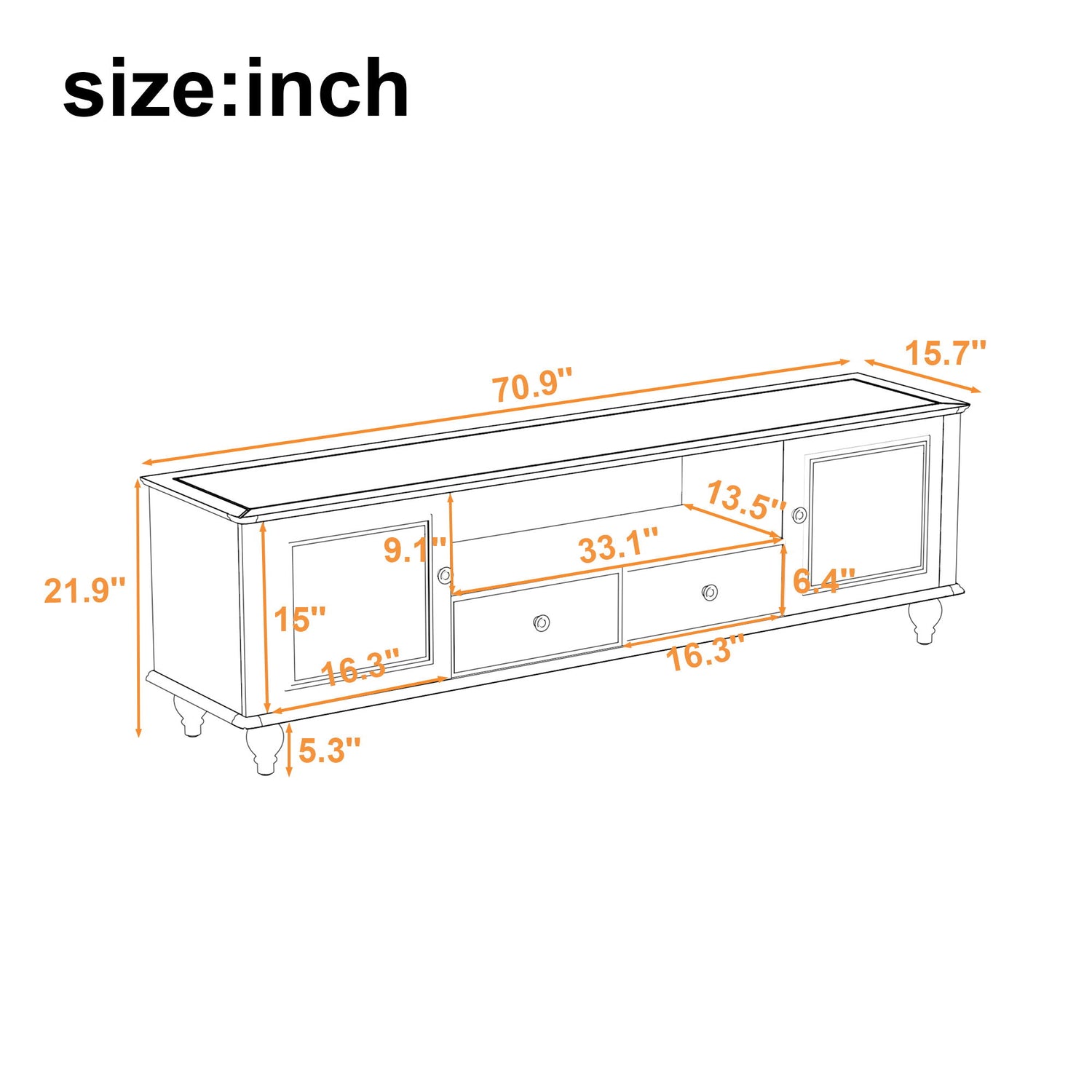 TV Stand For TVs Up To 80", Entertainment Center With Open Compartment