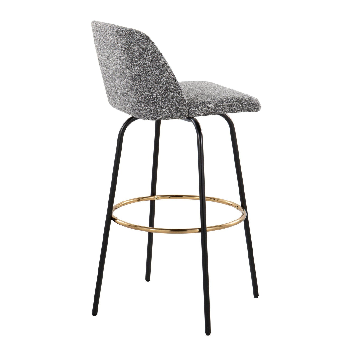 Toriano - Contemporary Fixed Height, Barstool With Swivel &amp; Round Footrest (Set of 2)