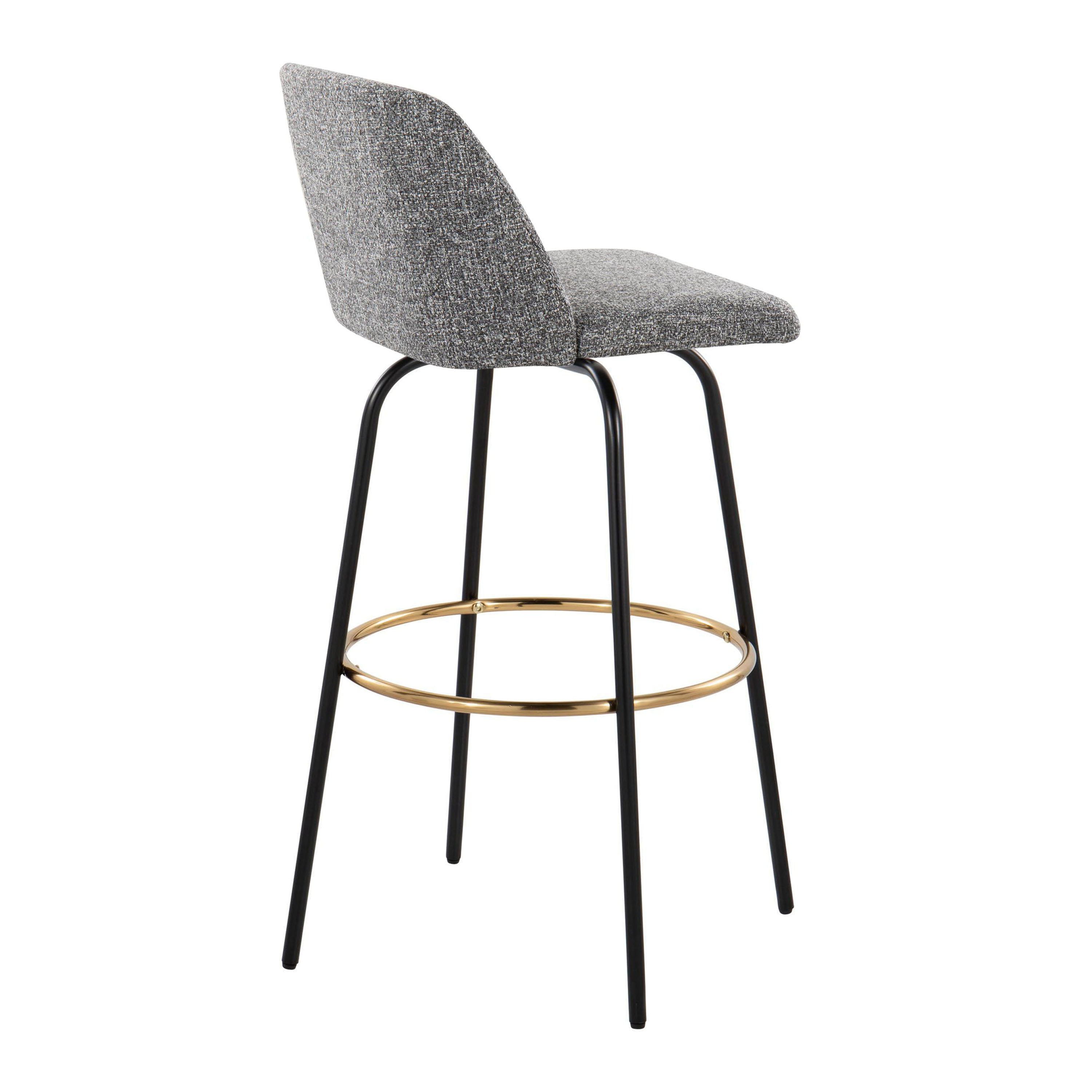 Toriano - Contemporary Fixed Height, Barstool With Swivel &amp; Round Footrest (Set of 2)