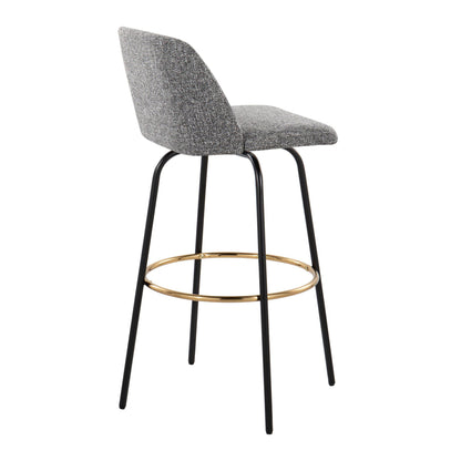 Toriano - Contemporary Fixed Height, Barstool With Swivel &amp; Round Footrest (Set of 2)