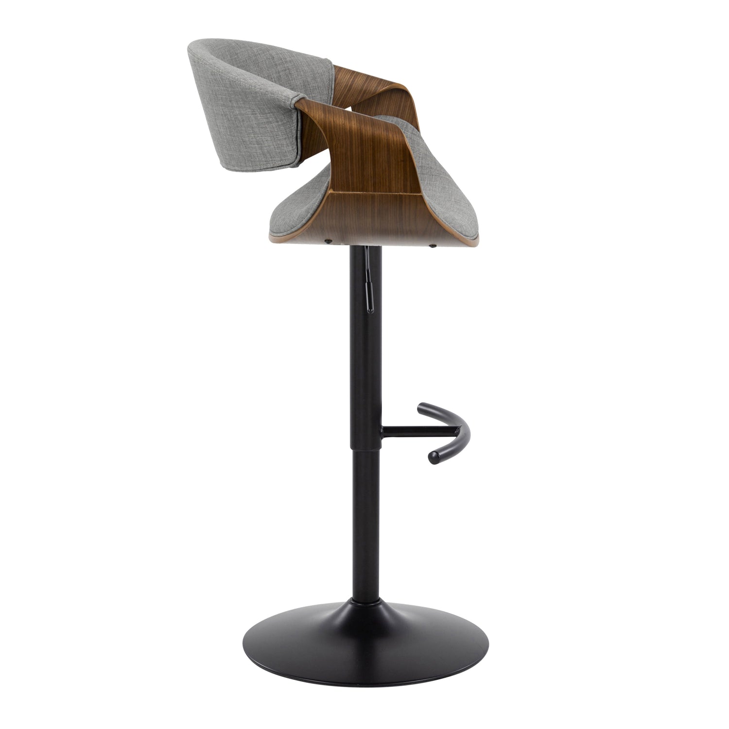 Curvo - Mid Century Modern Adjustable Barstool With Swivel &amp; Rounded T Footrest (Set of 2)