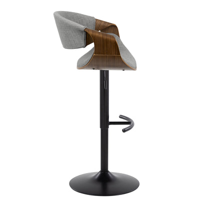 Curvo - Mid Century Modern Adjustable Barstool With Swivel &amp; Rounded T Footrest (Set of 2)