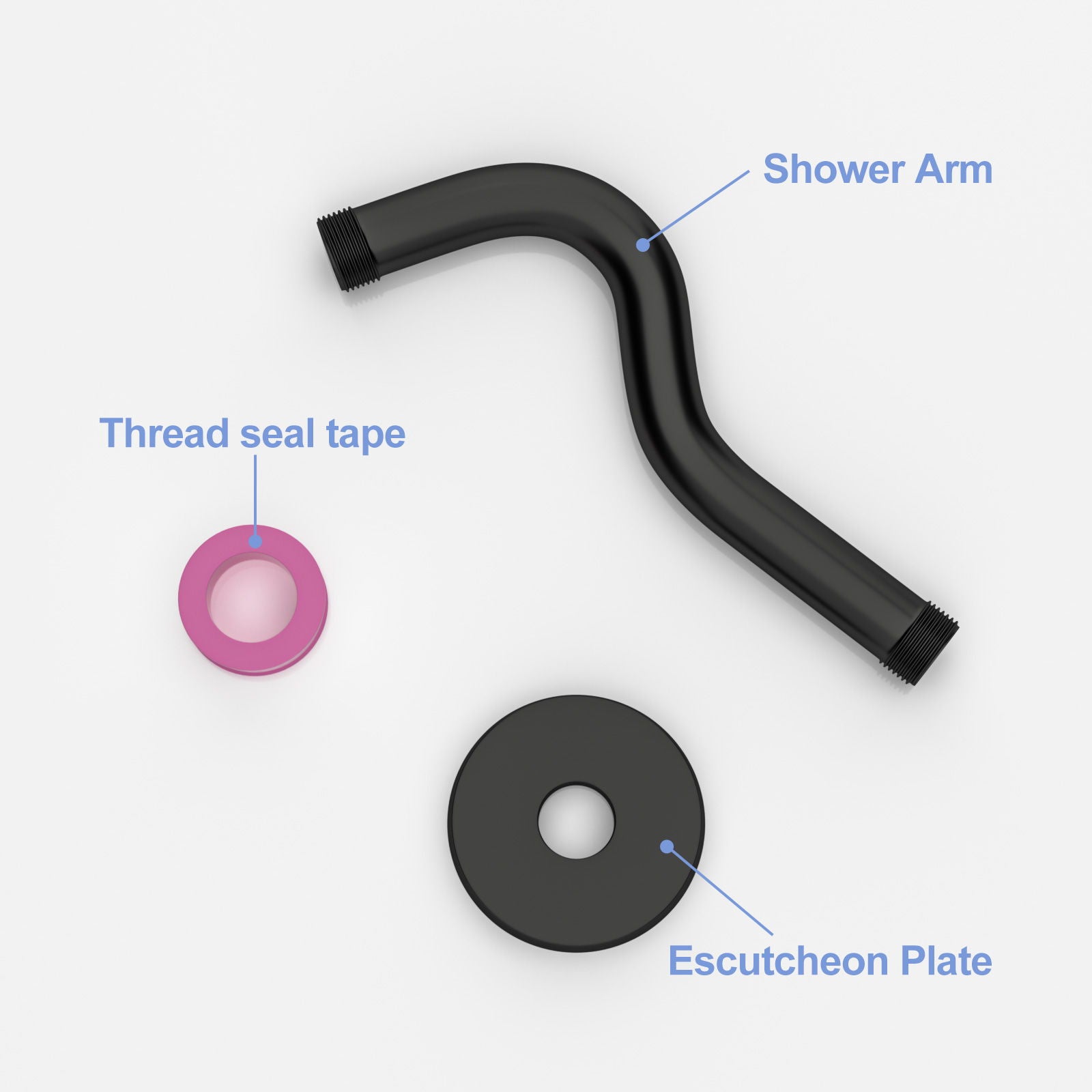 8&quot; Shower Arm With Flange, Adjustable Angles - Matte Black