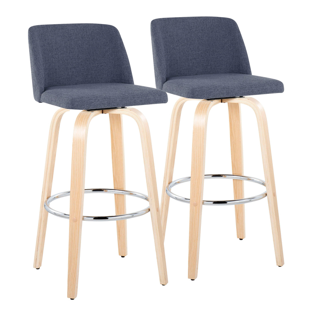 Toriano - Contemporary Fixed Height Barstool &amp; Swivel With Round Footrest (Set of 2)