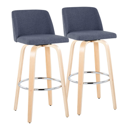 Toriano - Contemporary Fixed Height Barstool &amp; Swivel With Round Footrest (Set of 2)