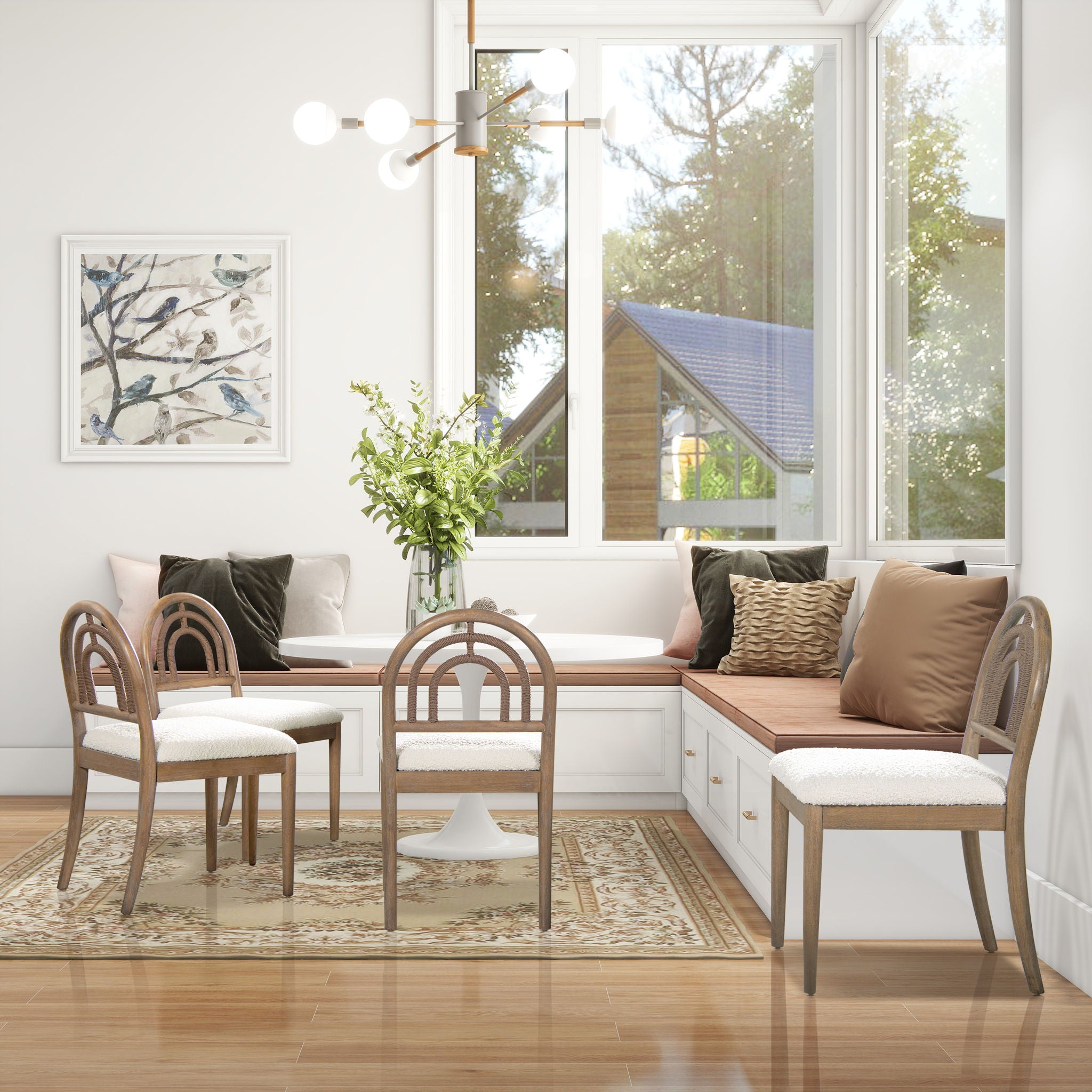 Leon - Arched Back &amp; Upholstered Dining Chair (Set of 2) - Ivory White