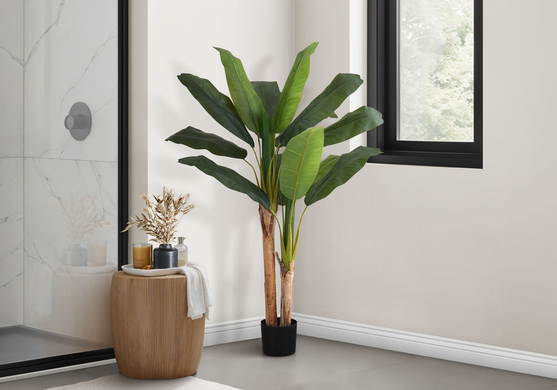 55&quot; Tall, Artificial Plant, Banana Tree, Indoor, Faux, Fake, Floor, Greenery, Potted, Real Touch, Decorative - Green / Black