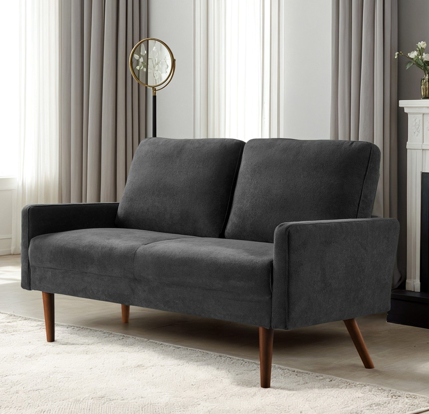 Loveseat Sofa, European Style With Sleek Design, Modern &amp; Vintage Flair, Upholstered 2 Seater Couch
