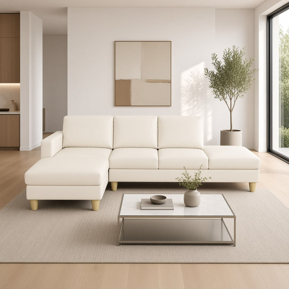 L - Shaped Sectional Sofa With Chaise &amp; Ottoman