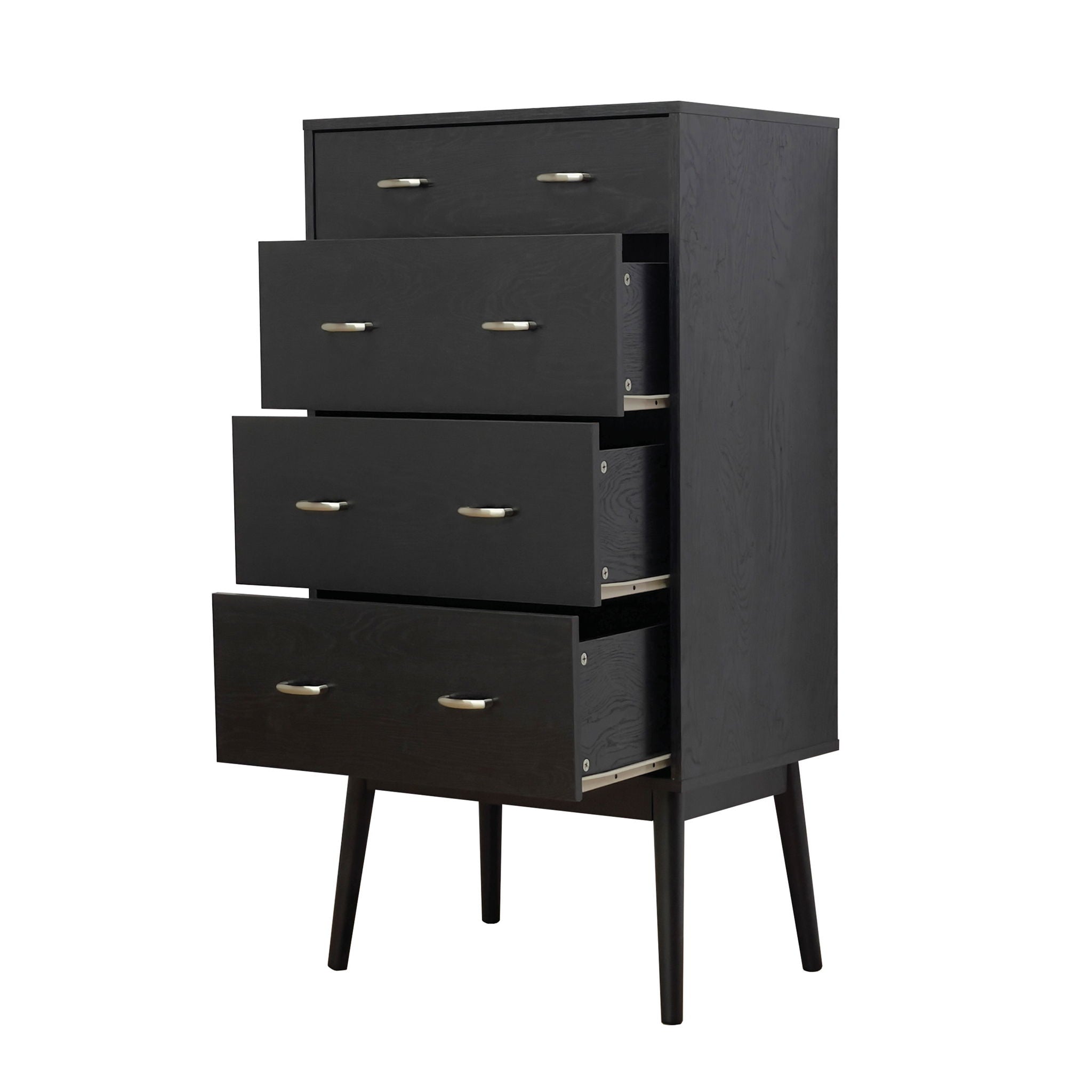 Wilbur - Faux Wood And Rubberwood 4 Drawer Dresser - Black