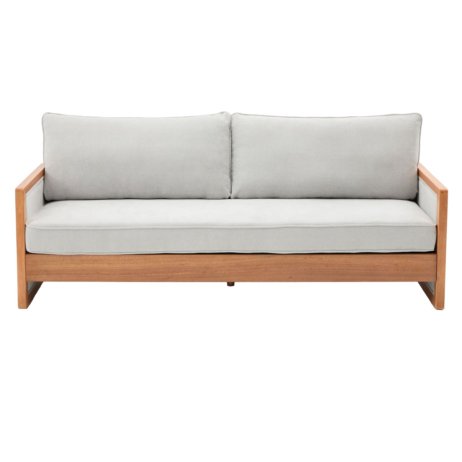 Modern 3 Seater Sofa With Wood Armrests