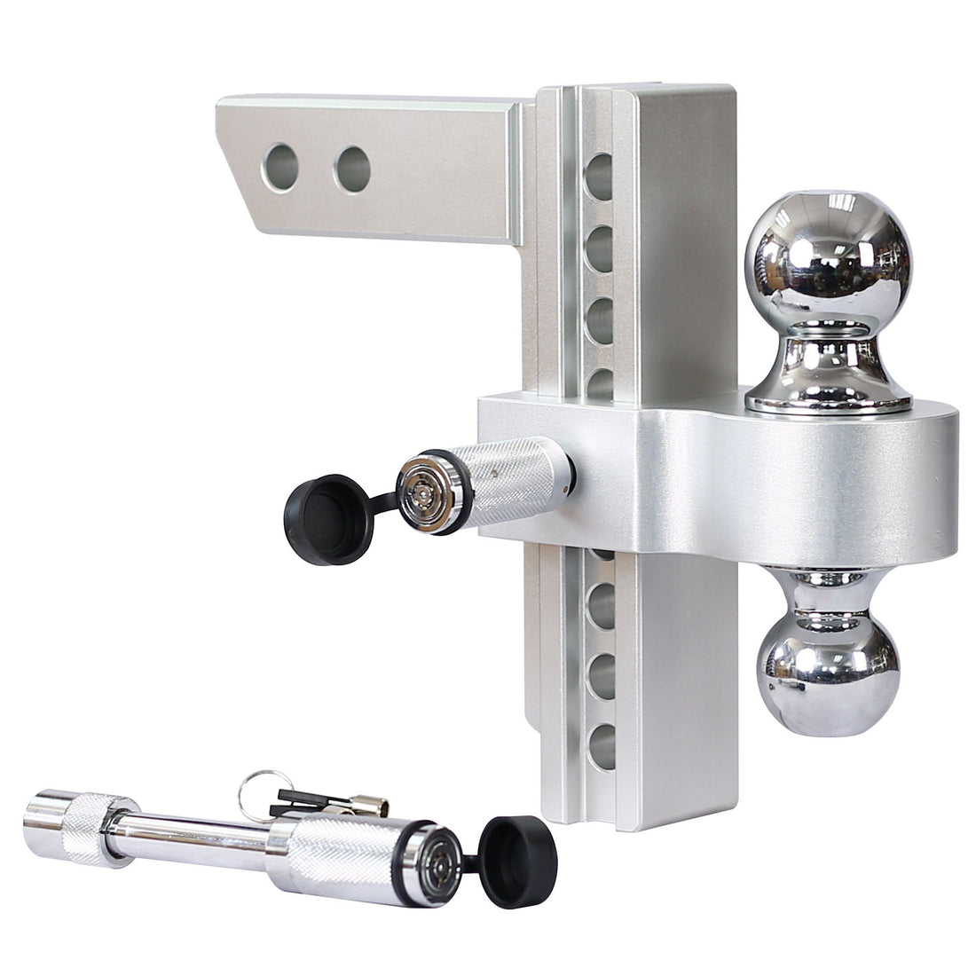 Alu - Adjustable Trailer Drop Hitch 2&quot; Receiver 8&quot; Adjustable - Silver